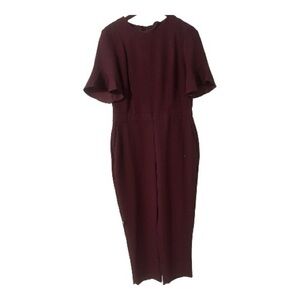 Banana Republic Burgundy Long Romper with Flutter Sleeves
